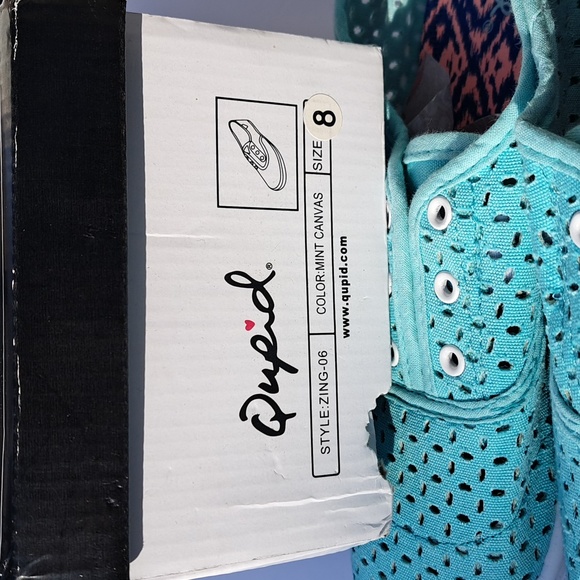 Women's Zing-06 Eyelet Canvas Sneakers Turquoise Sz 8 - Picture 4 of 7